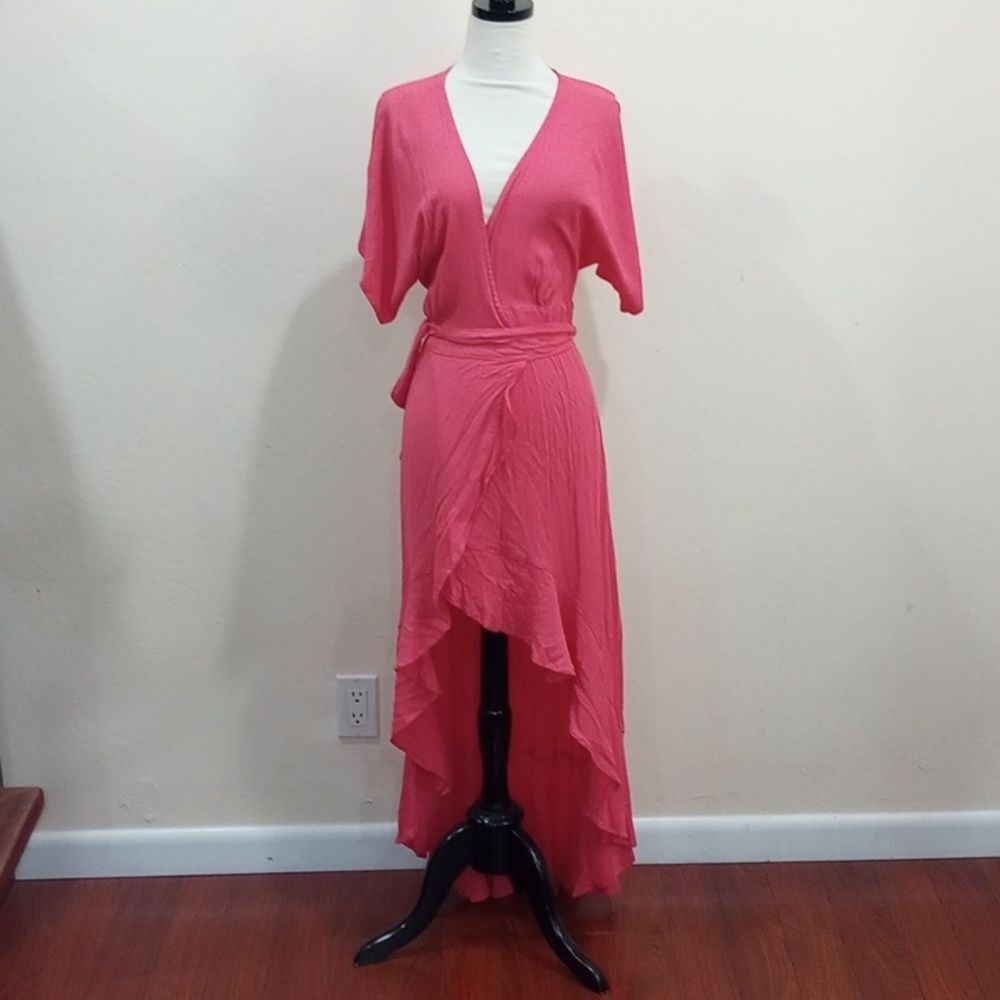 Young Fabulous And Broke Coral Pink Hi - Lo Wrap Dress, XS, NEW!